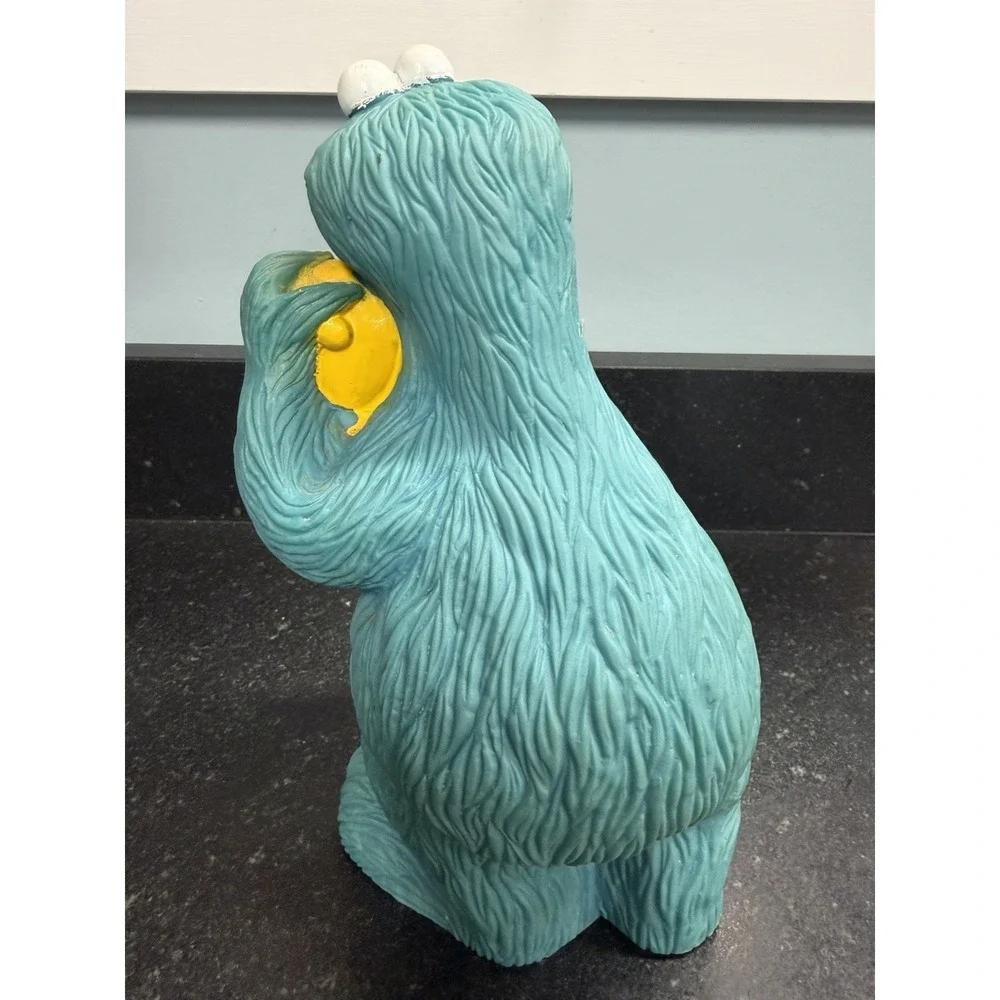 Vtg Rubber Cookie Monster Cookie Jar Bank 9" Sesame Street Illco Toy China - Picture 3 of 7